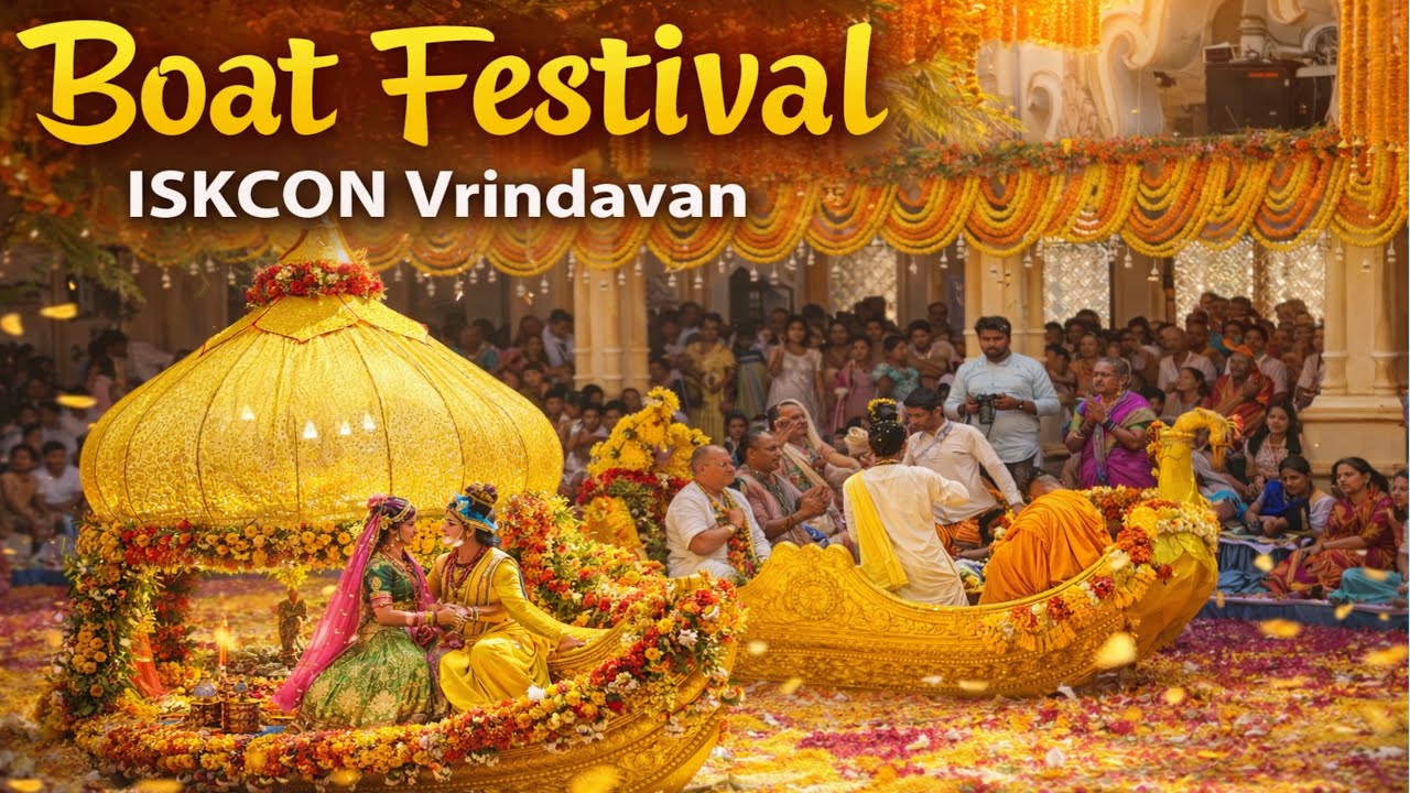 🦚ISKCON Vrindavan Boat Festival 2026 | फूलों की नाव में राधा कृष्ण की अद्भुत लीला 😍