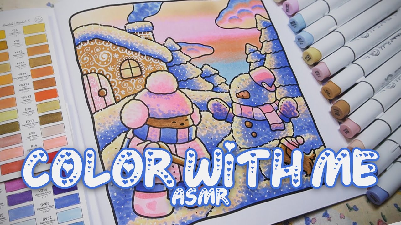 Color with me | ASMR 🎅 'Cozy Days' by Coco Wyo 🐶  Ohuhu Markers