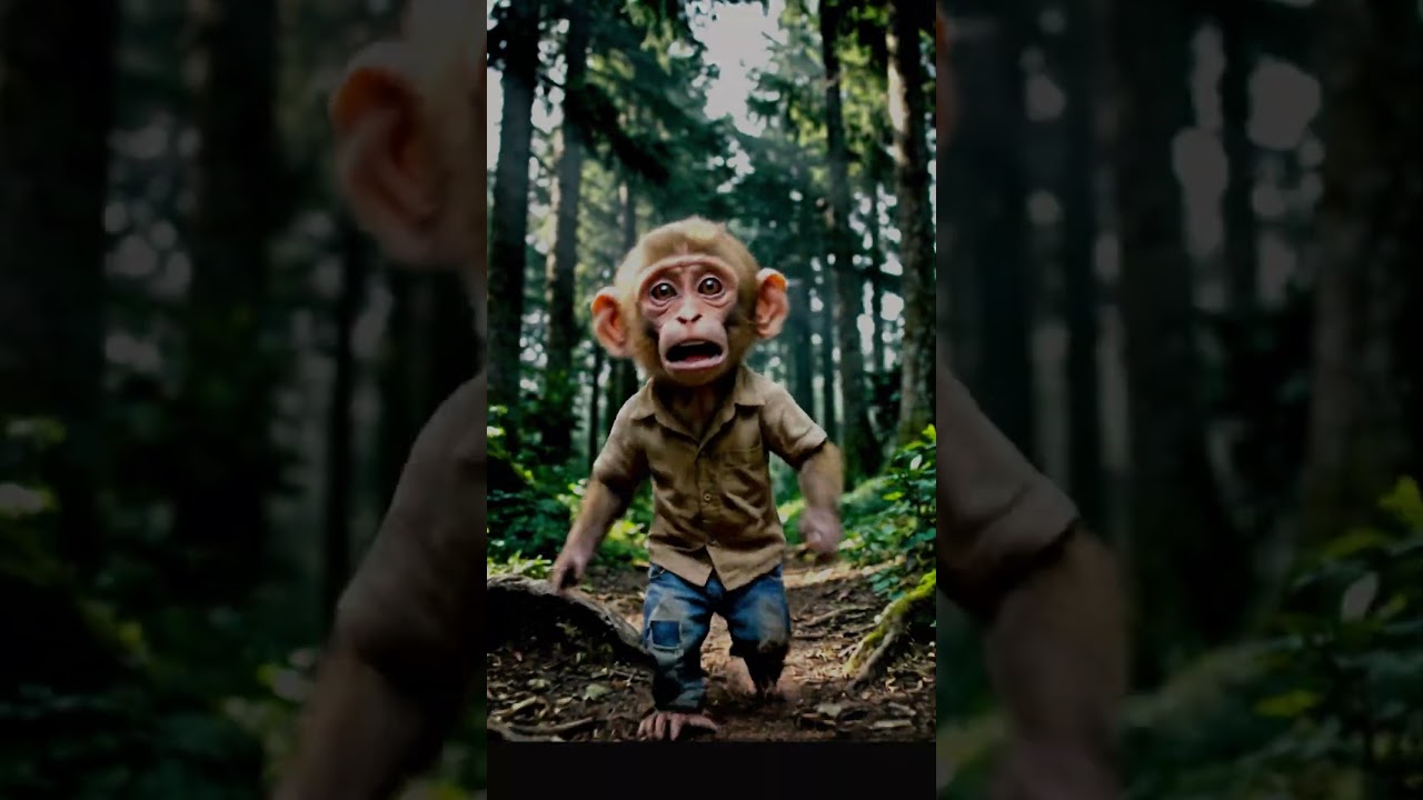 Lost Baby Monkey Cries for Mom in Rain 💔😭 