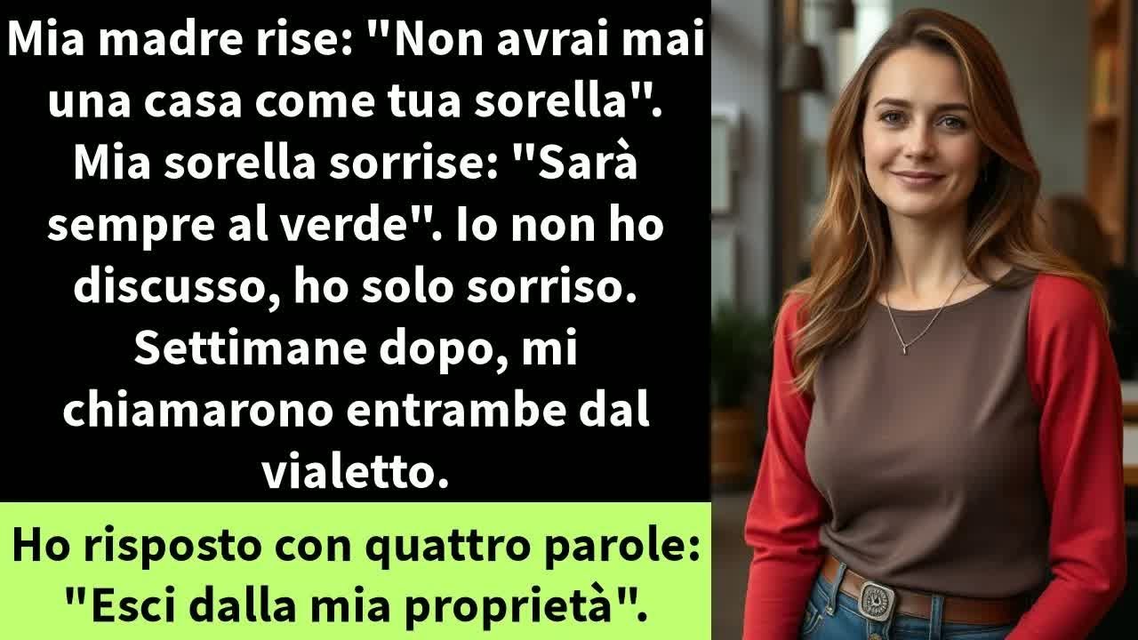 Mia madre rise： ＂Non avrai mai una casa come tua sorella＂. Mia sorella sorrise： Sarà sempre al verde