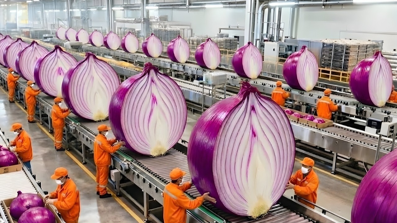 Cómo se Cosechan y Procesan Millones de Cebollas | Proceso de Producción en Fábrica
