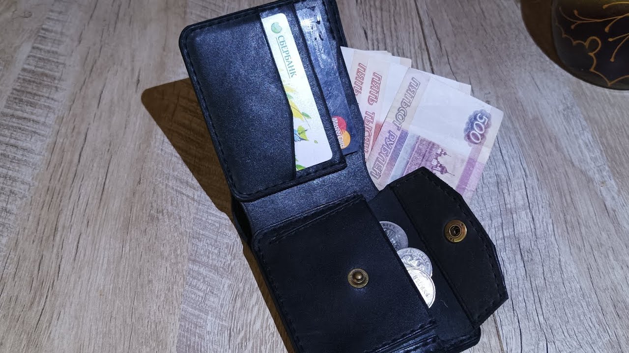 Бифолд с монетницей, кошелёк ручной работы из натуральной кожи. Изготовление.Выкройка в коментариях