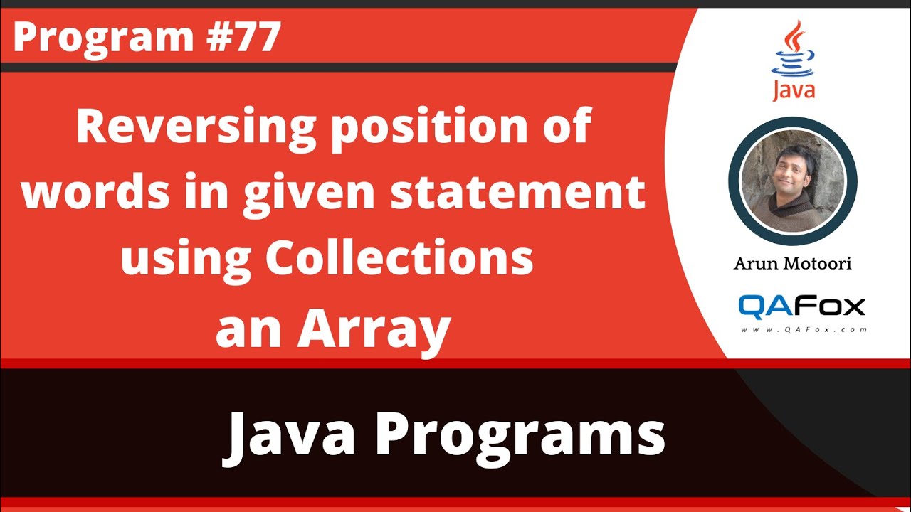 Java program to reverse the position of words in the String using Collections