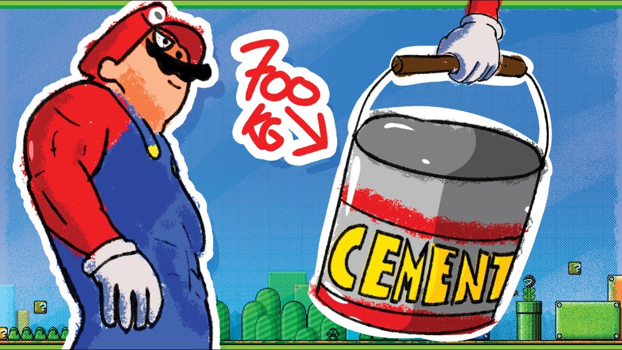 Mario eats hardened cement - Mario maker 3