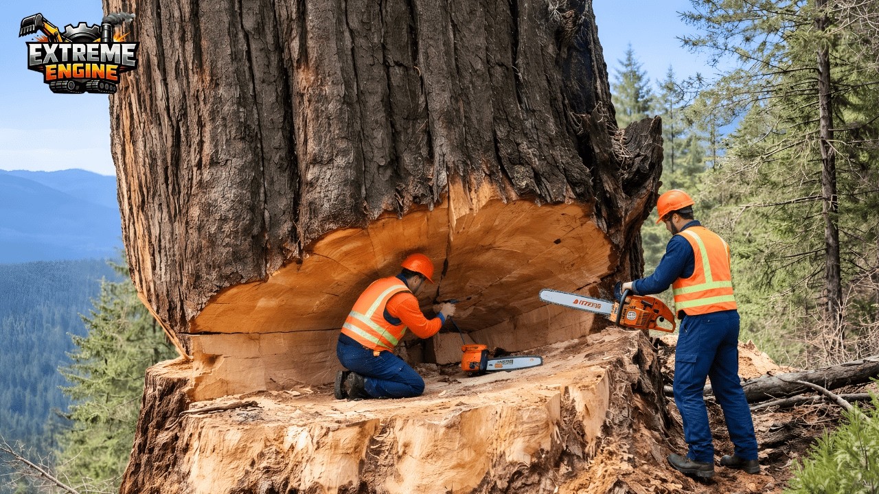 Extreme Chainsaw Skills Extreme Dangerous Fastest Big Chainsaw Cutting Tree Machines