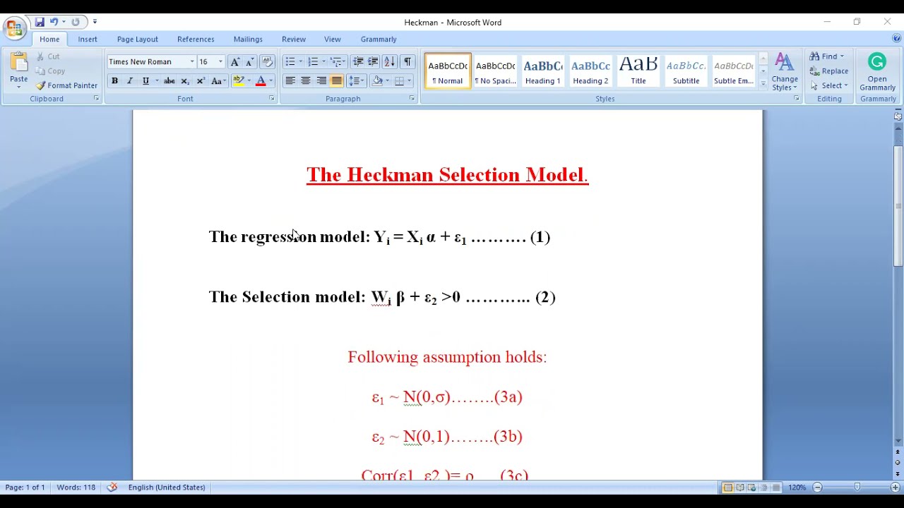 How to Calculate Heckman Selection Model in Stata