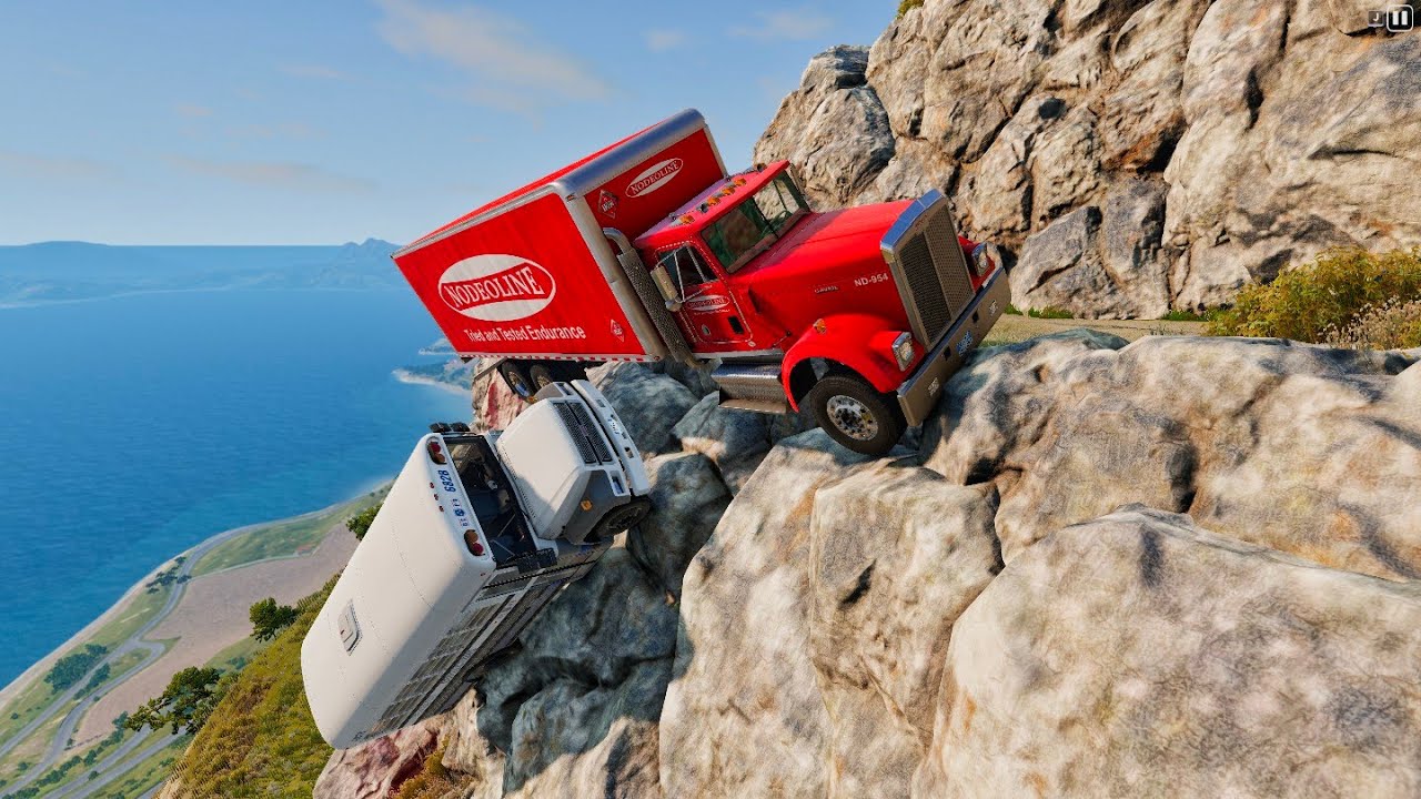 Car Overshoots Cliff 💥🤯 Insane Fall Damage | Beamng drive #24 !