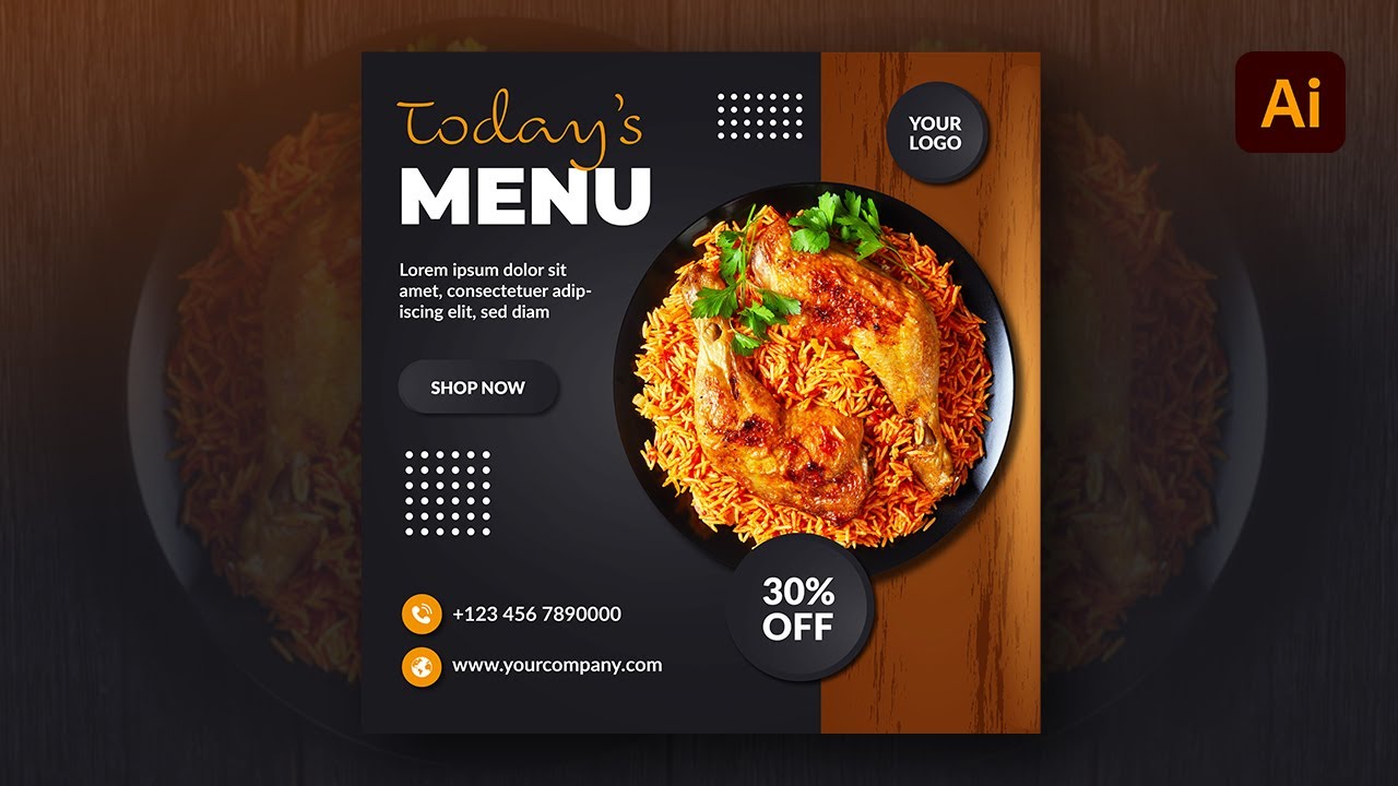 Menu Flyer or Social Media Post Design in Adobe Illustrator