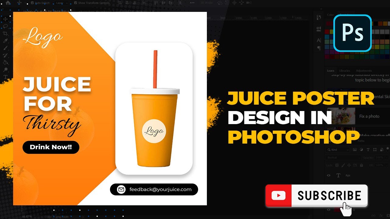 Tutorial for juice poster in photoshop for social media!! | Poster 3 | Innobuds