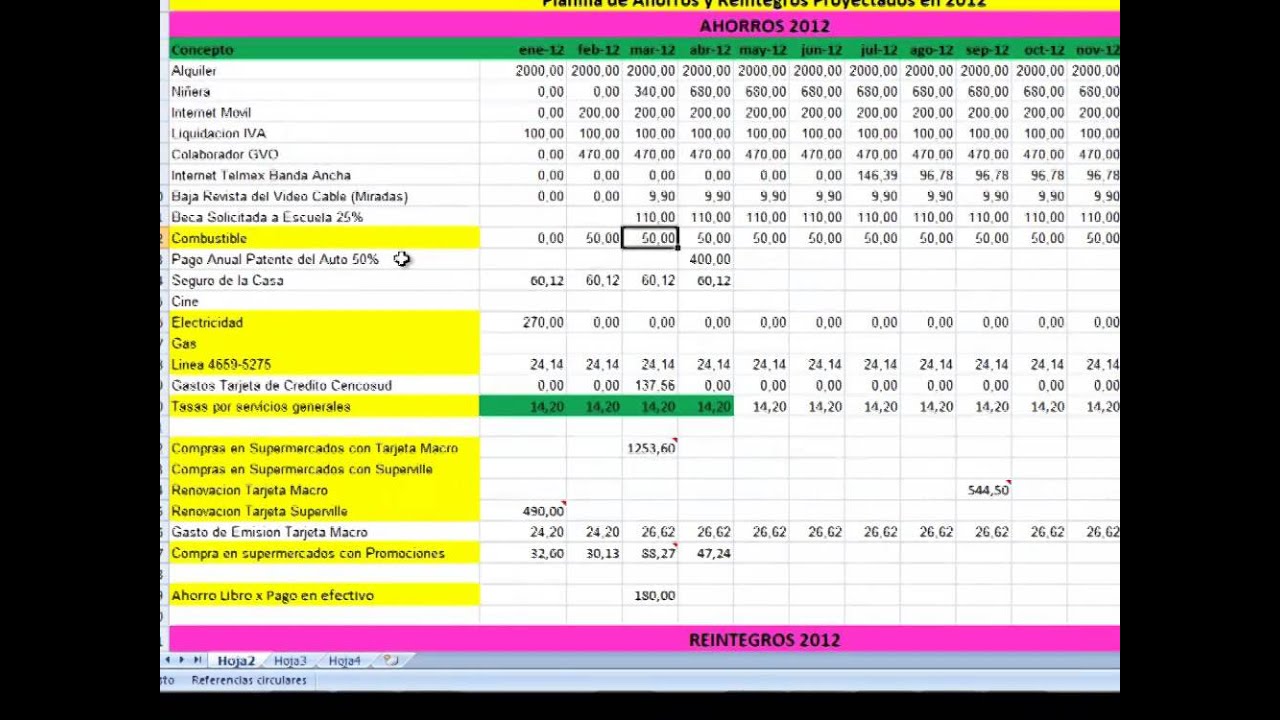 Planilla Contro de Gastos Vs Control de Ahorros