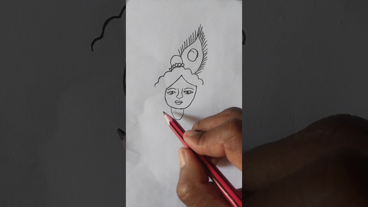 Krishna ji drawing with 4 dots with pencil ll#art #Krishnaji#viral #youtubevideos 