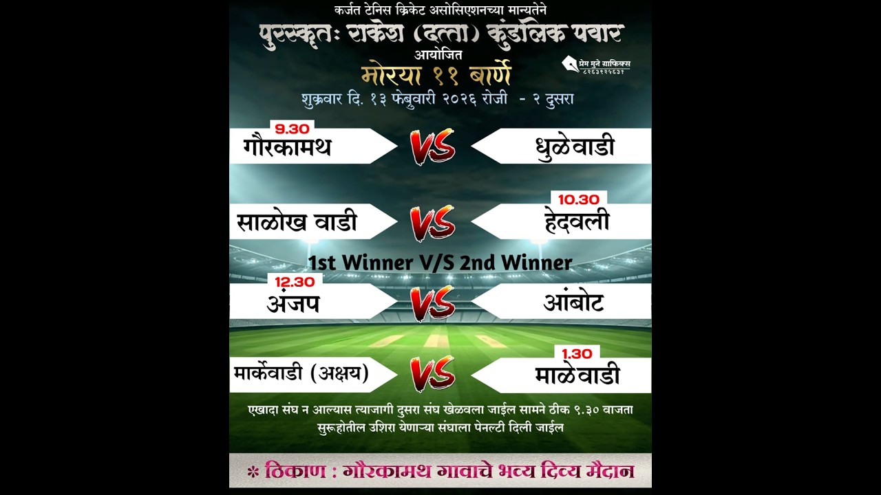मोरया ११ चषक २०२६ बार्णे ।। दिवस दुसरा ।। #ktc_live_event