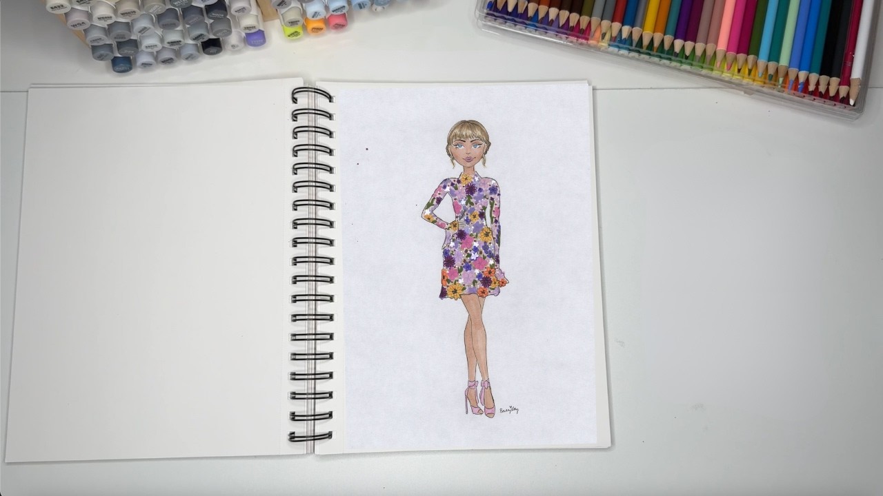 How to Color Taylor Swift 2021 Grammys Dress with Alcohol Markers | Color With Me ASMR