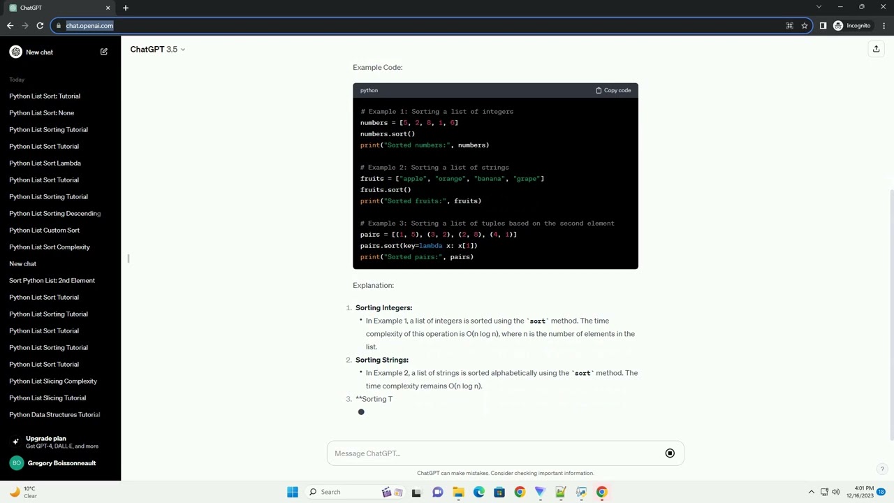 python list sort time complexity