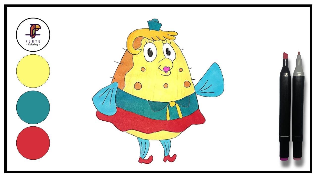 Happy Mrs. Puff Spongebob Coloring for Kids | Learn Colors for Toddler | Funtu Coloring #25