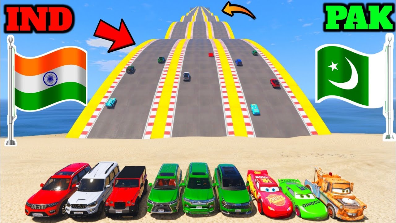 GTA 5 INDIA VS PAKISTAN VS MC QUEEN LIGHTNING CARS DRAG RACE | GTA 5 GAMEPLAY