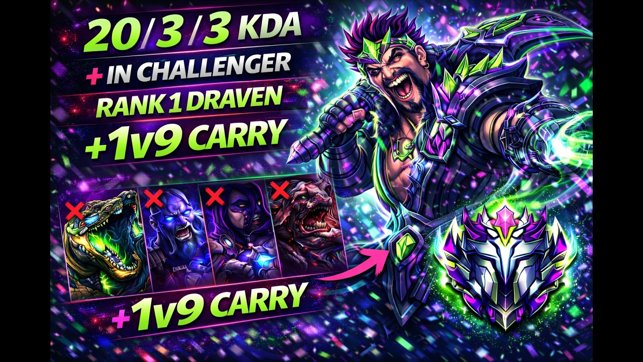 20/3/3 KDA In Challenger | Rank 1 Draven Jungle 1v9 Carry #wildrift #draven #leagueoflegendswildrift