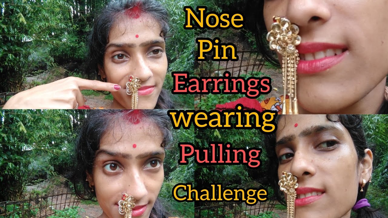 Nose Pin earrings wearing pulling challenge // requested Video// #nose #challenge #trending #viral