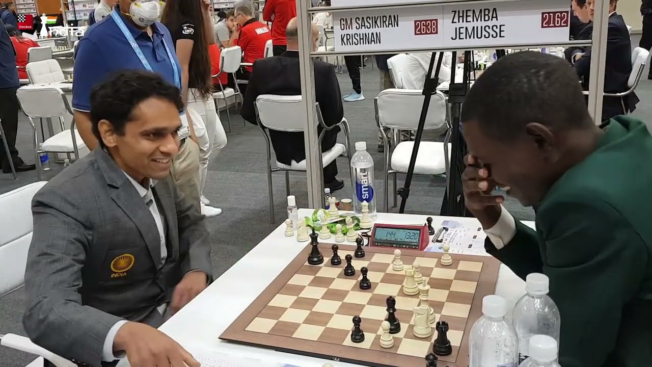 Sasikiran wins the first game of Olympiad 2022! GM Sasikiran (2638) vs Zhemba, (2162)