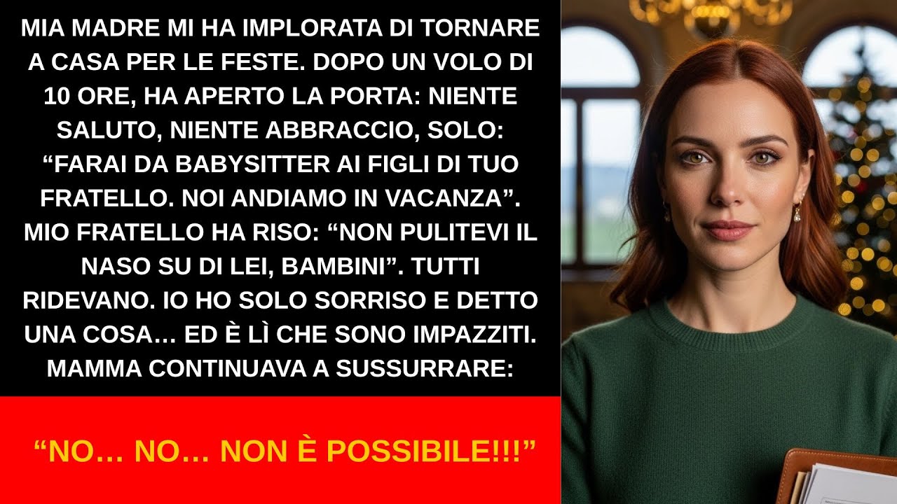 Mia madre mi ha fatto tornare a casa per le feste poi mi disse di fare la babysitter mentre loro via
