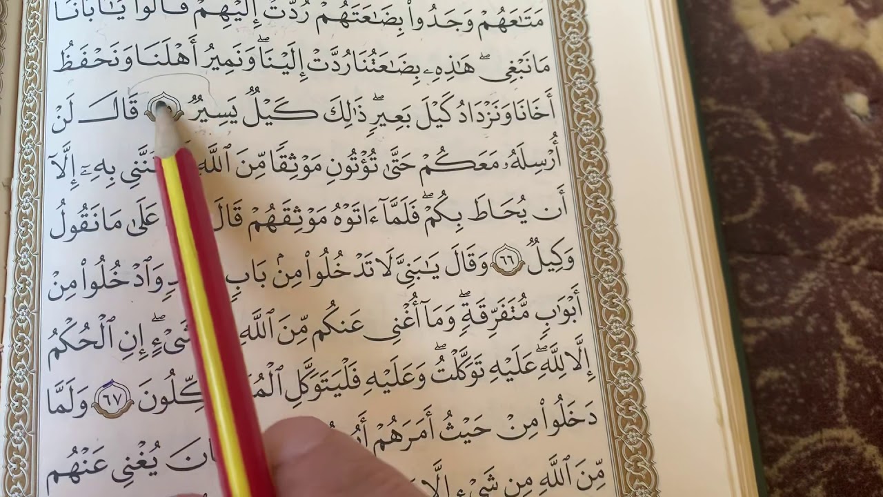 احكام تجويد سورة يوسف 64-67