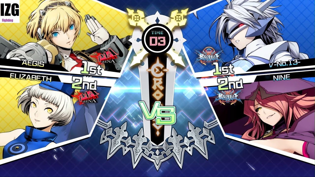 Blazblue Cross Tag Battle - Aigis, Elizabeth Vs Nu 13, Nine The Phantom (Hardest AI)