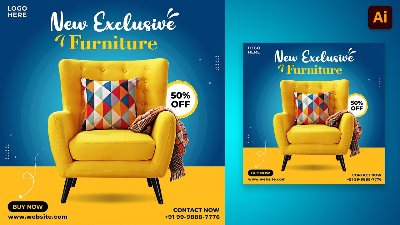 Poster Design for Furniture in Adobe Illustrator 2021 | Adobe Illustrator 2021 Tutorials