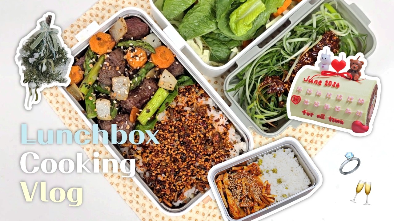 Why he threw away my lunchbox😢│Lunchbox: Ojingeo-bokkeum🦑, Steak Bites🥩│Korean Traders Shopping🛒