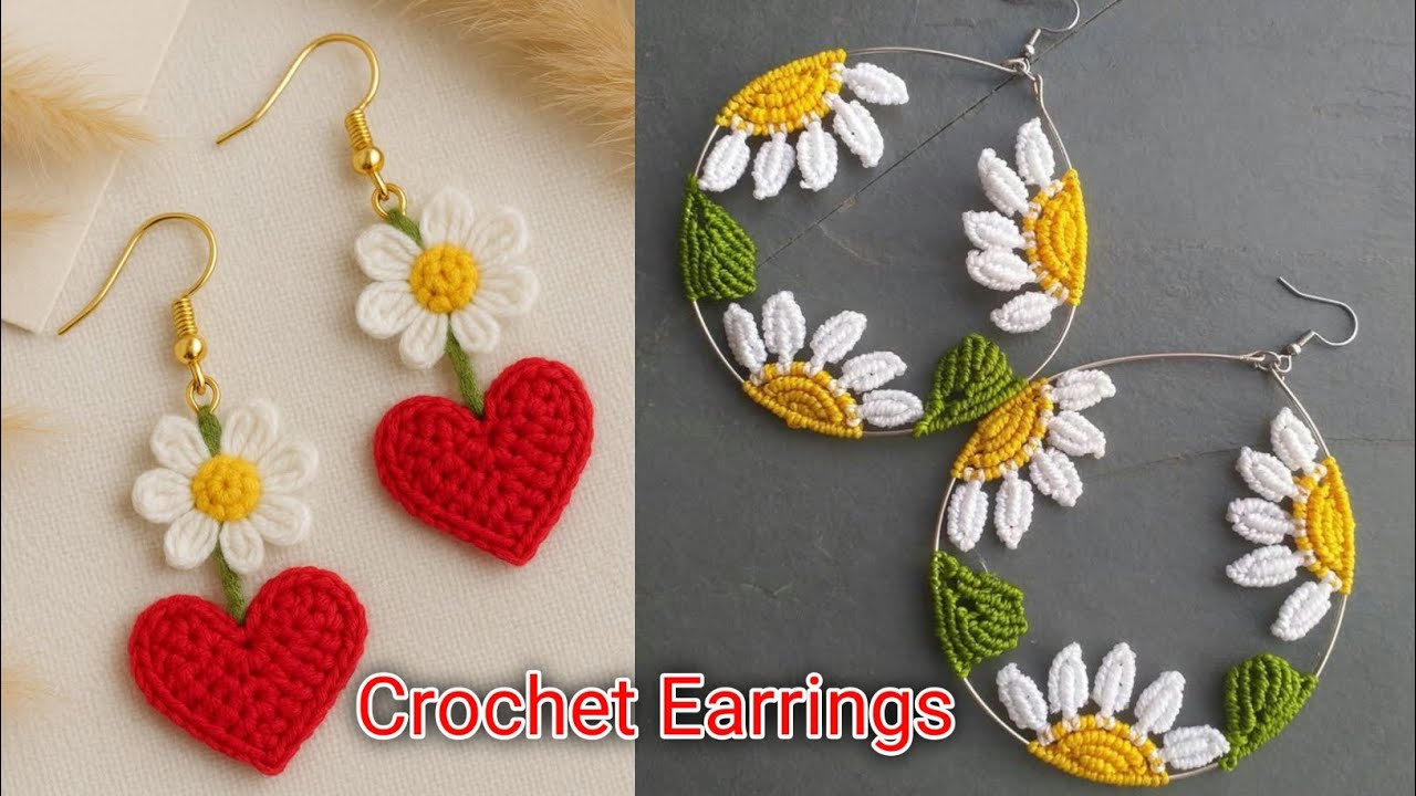 Handmade Crochet Earrings 😍 Crochet Earrings 👂 Crochet Pattern Earrings Collection 🤗