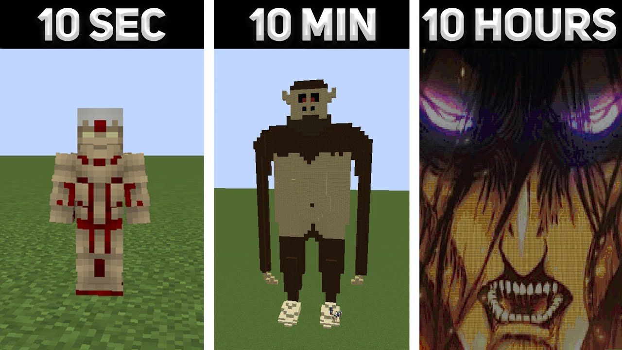 ALL Titans in MINECRAFT: 10 Hours, 10 Minutes, 10 SECONDS!