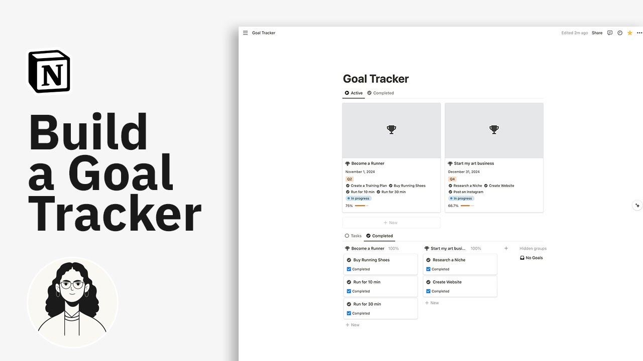 How to Build Notion Goal Template, Goal Tracker Tutorial 2024 (Free Goal Setting System & Planner)