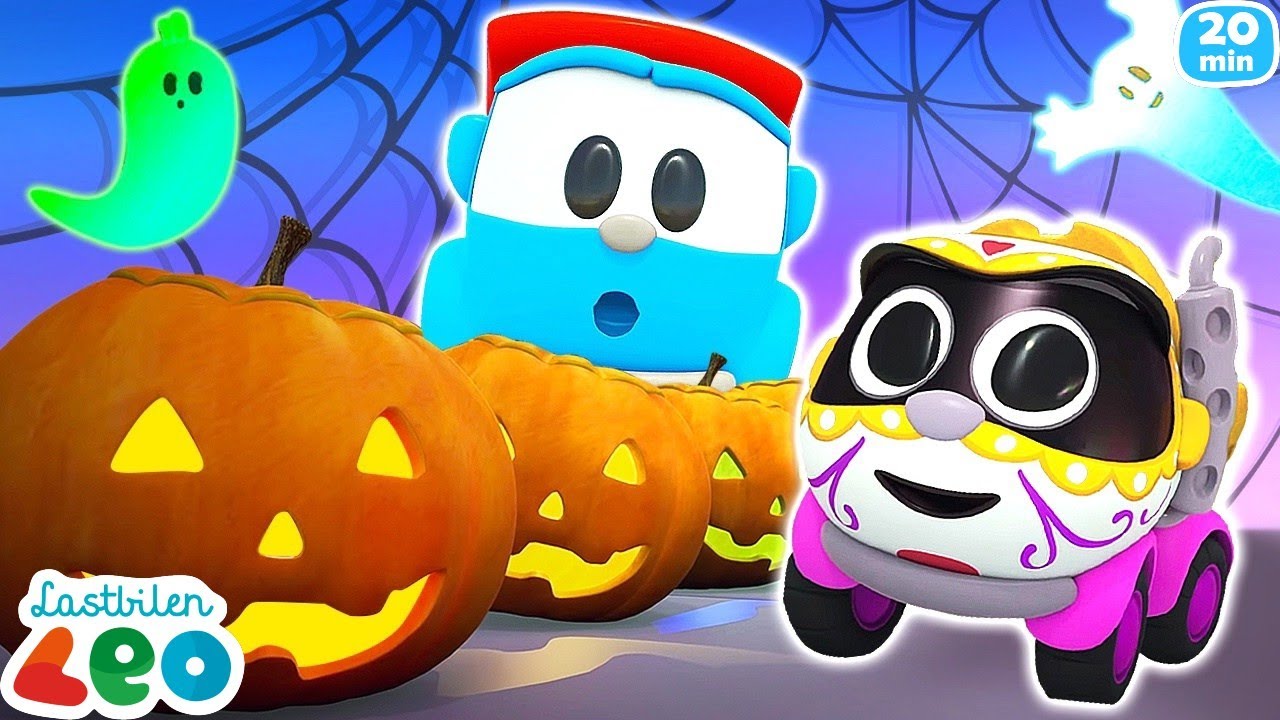 Äventyr med Lastbilen Leo och hans vänner. Halloween-tecknade filmer för barn. Bilspel för barn