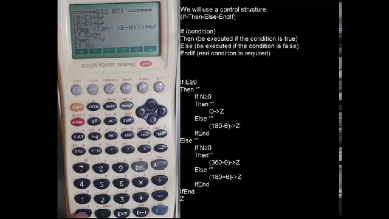CASIO CFX 9850 DISTANCIA Y AZIMUT (PROGRAMADO)
