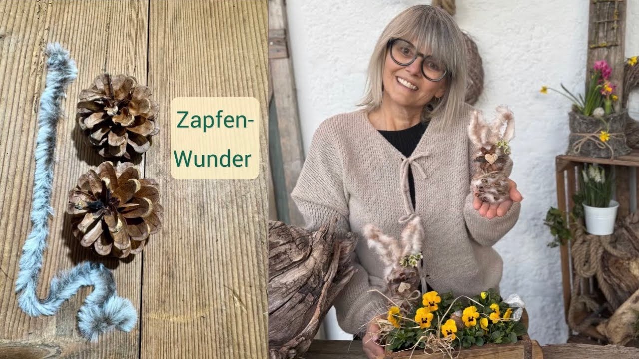 Zapfen-Wunder: Aus zwei Zapfen werden knuffige Hasen🐰