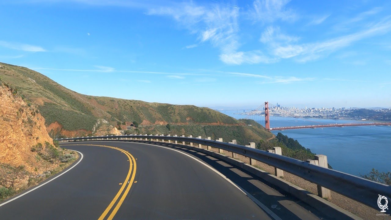 Conzelman Road Vista Points Scenic Drive overlooking Golden Gate, Sausalito, CA in 4K UHD