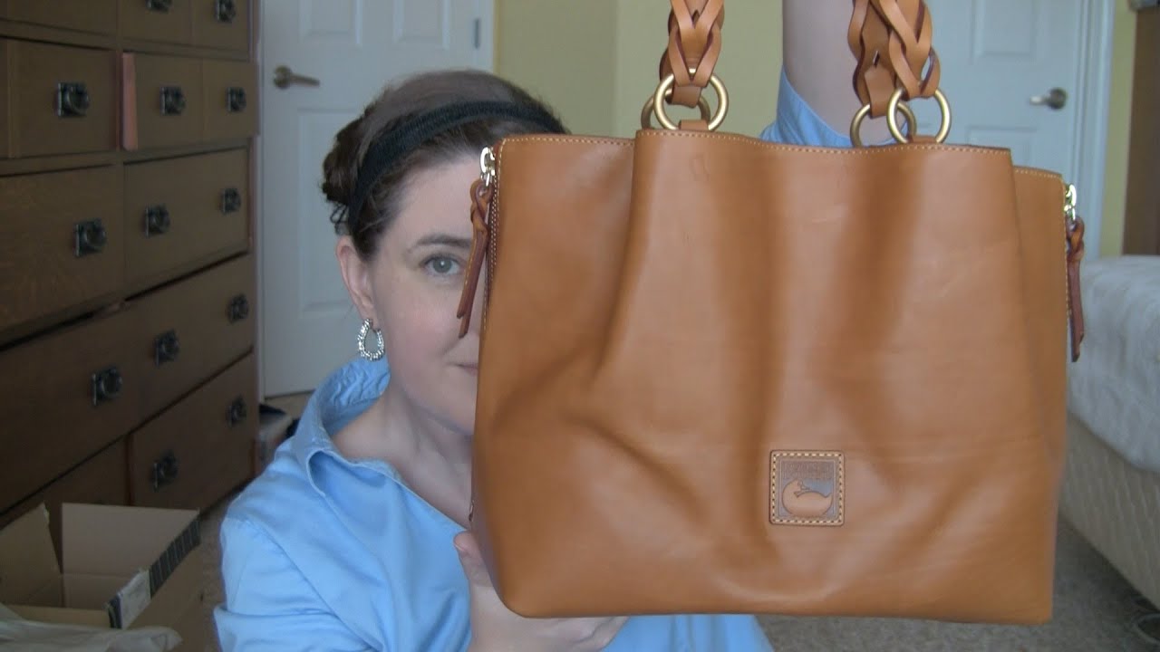 Dooney & Bourke Florentine Leather Large Zip Barlow Satchel Natural Unboxing