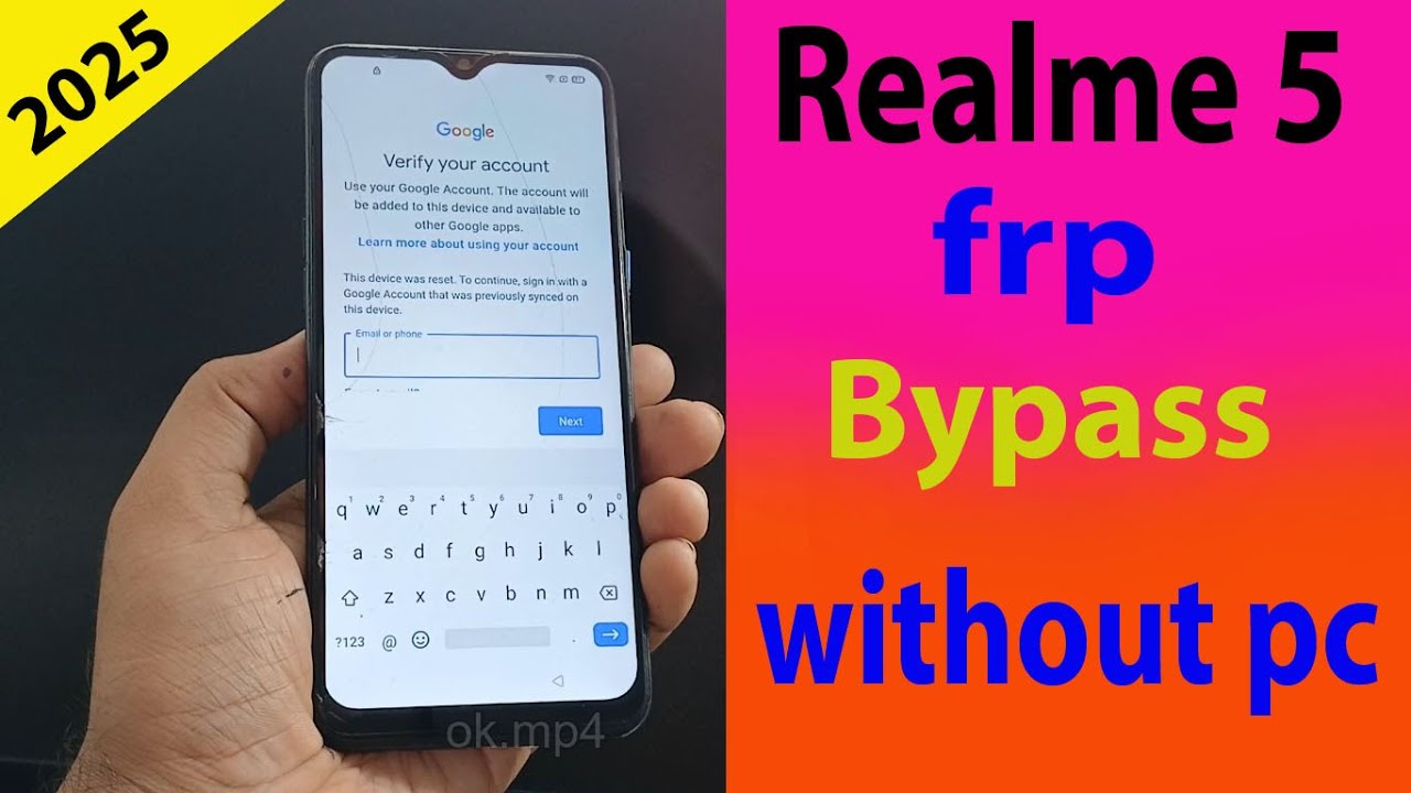 Обход блокировки FRP Realme 5 без ПК 2025.