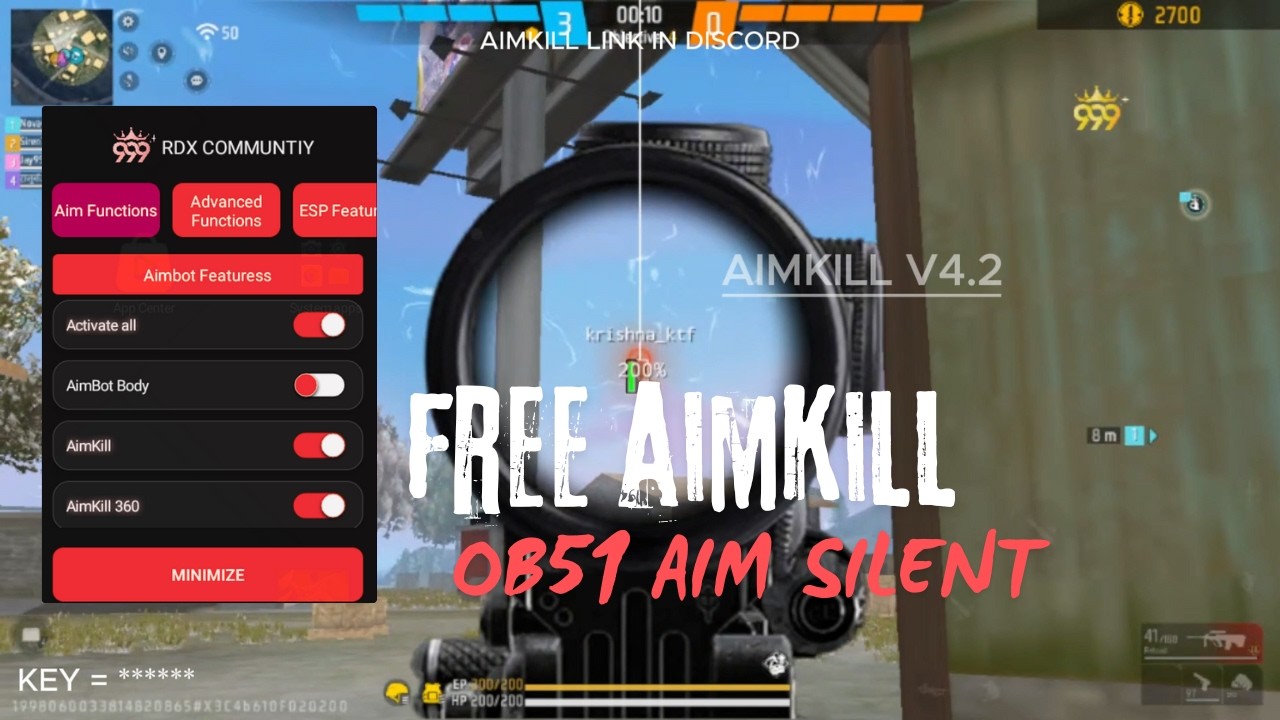FREE FIRE PC PANEL OB52 NEW AIM KILL + NEW DOWNKILL 100% ANTIBAN | ALL SERVER SAFE ||