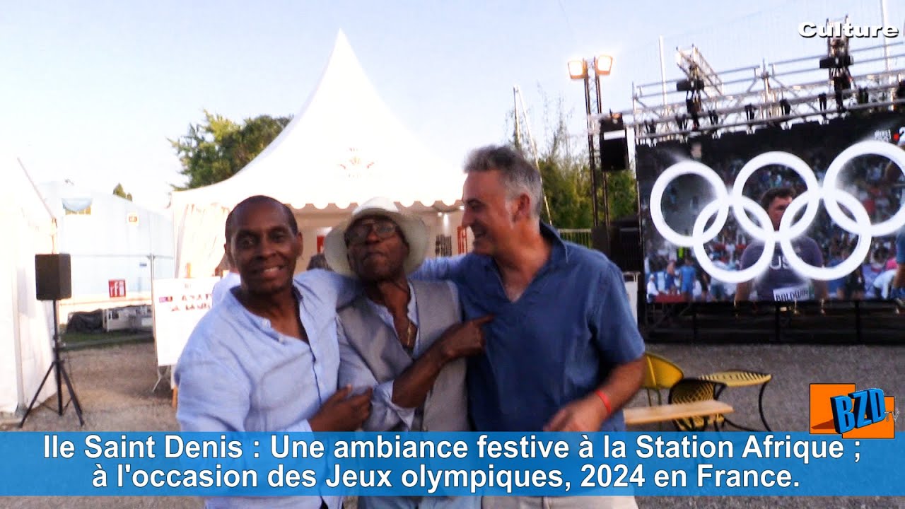 Île Saint Denis : Ambiance à la Station Afrique ; à l'occasion des Jeux olympiques, 2024 en France.