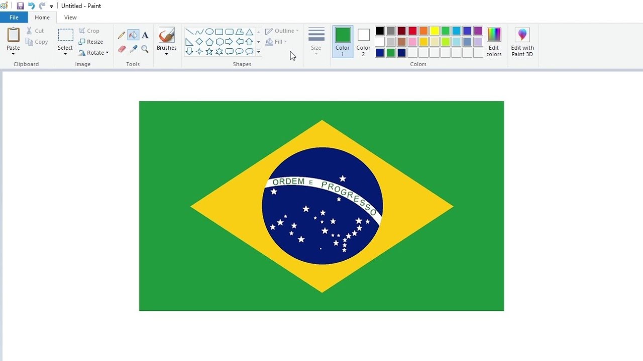 How to draw the Flag of Brazil using MS Paint | How to draw on your computer