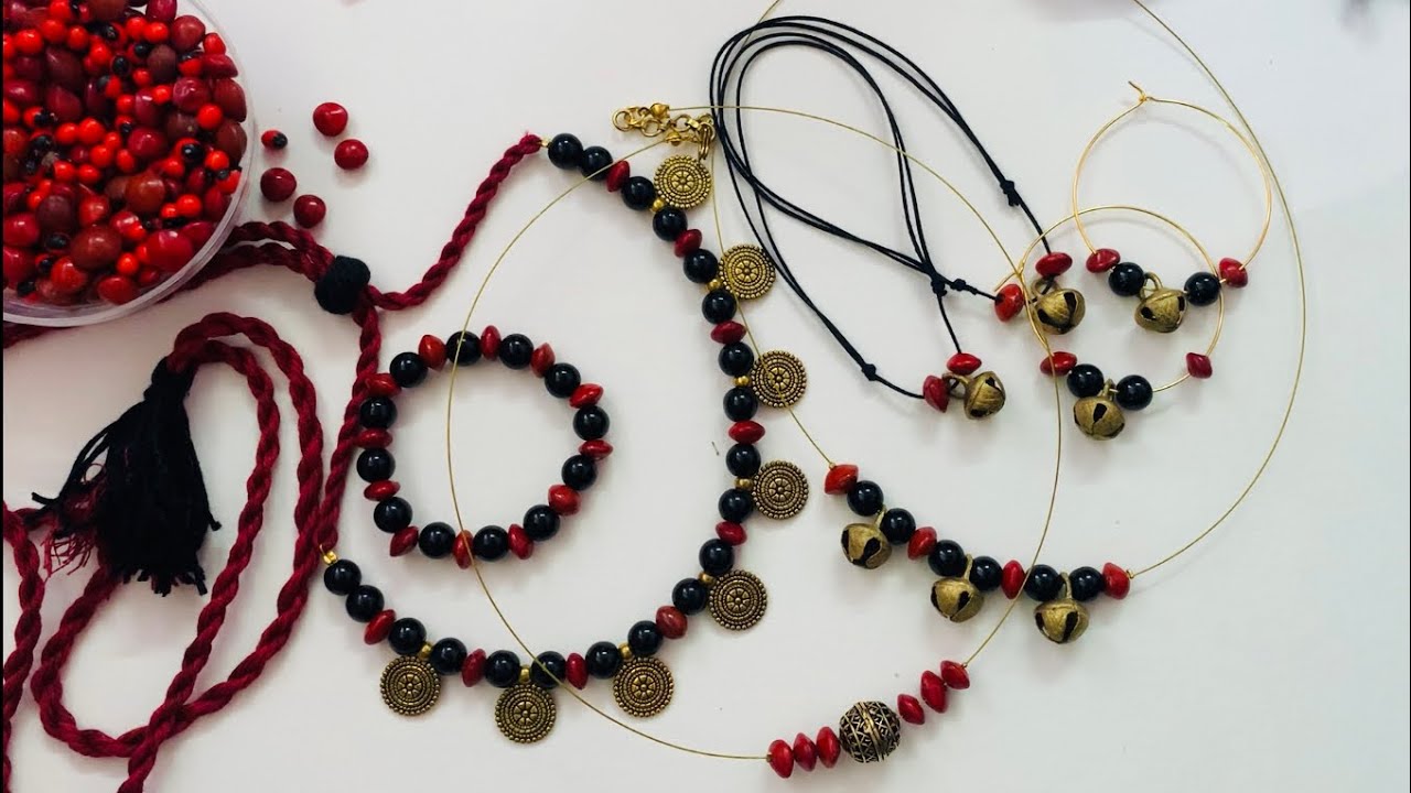 Organic seed/manjadi jewellery making@Beads_art_and_designs #beadsartmanjadi#manjadimala
