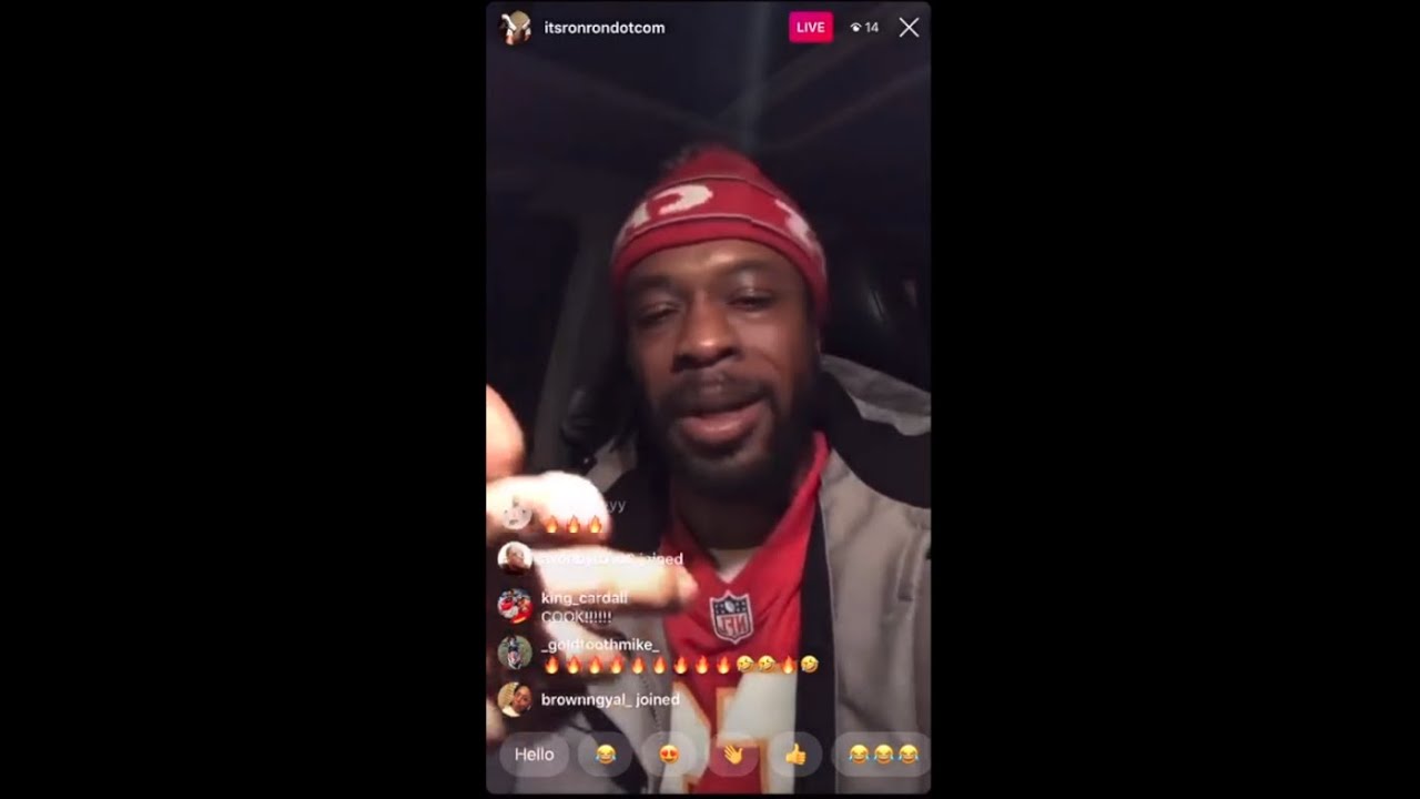 Ron Ron rappin' on Instagram live after Kansas City Chiefs victory verses the Tennessee Titans