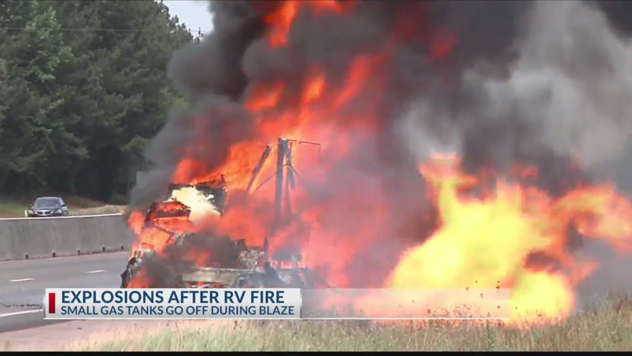 Explosions heard after RV fire