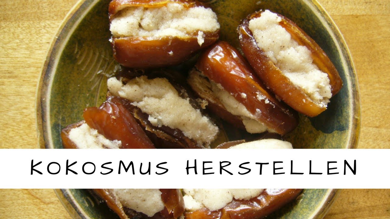 Kokosmus selber herstellen und Dattel damit füllen