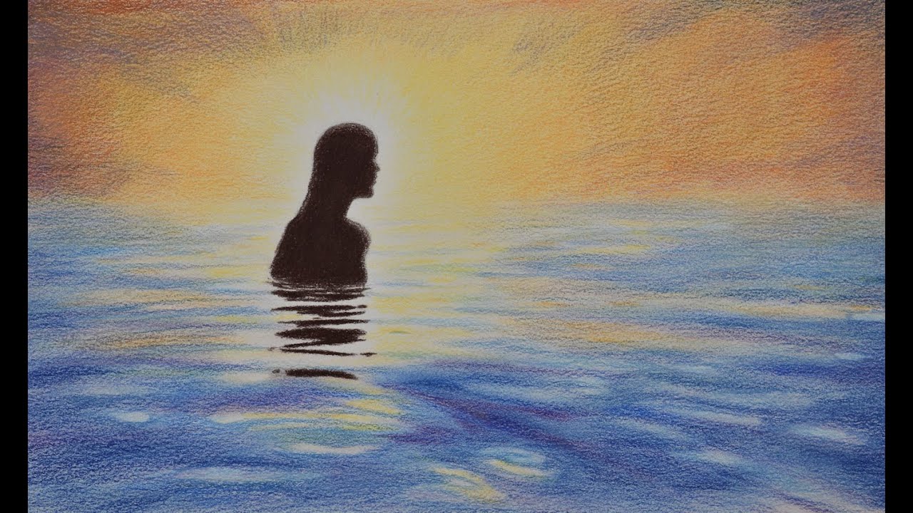 Cómo dibujar un mar con lápices de colores- Arte Divierte.
