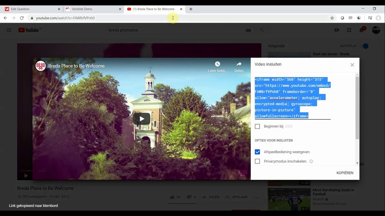 VoxVote - how to add a video to your question or slide.