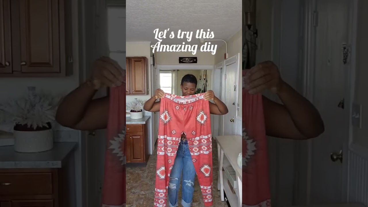 Let's turn these pants into a top. Come on, try it with me #shortsvideo #clothinghack #fashionhacks