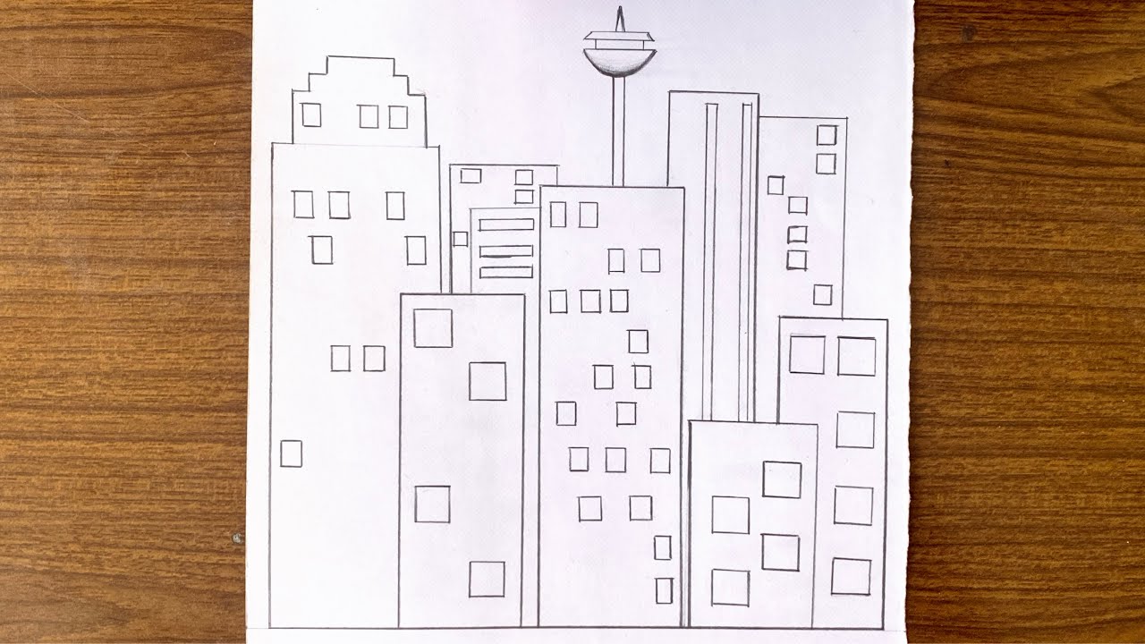 How to draw city buildings easy // How to draw a city skyline step by step // How to draw a city