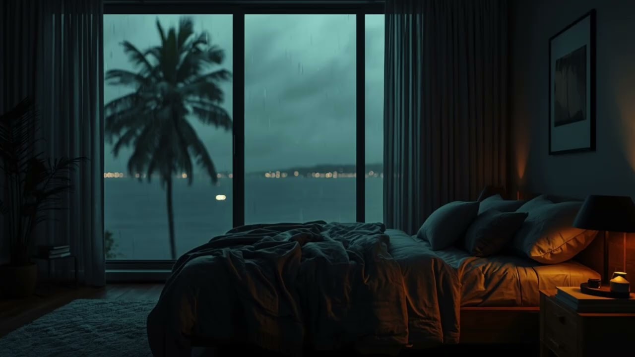 Rain Sounds for Sleep in a Cozy Bedroom by the Sea | Feel Safe and Warm