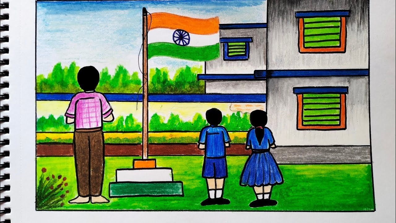 Independence Day Celebration in School Drawing || Independence Day Drawing #ytvideo#independenceday